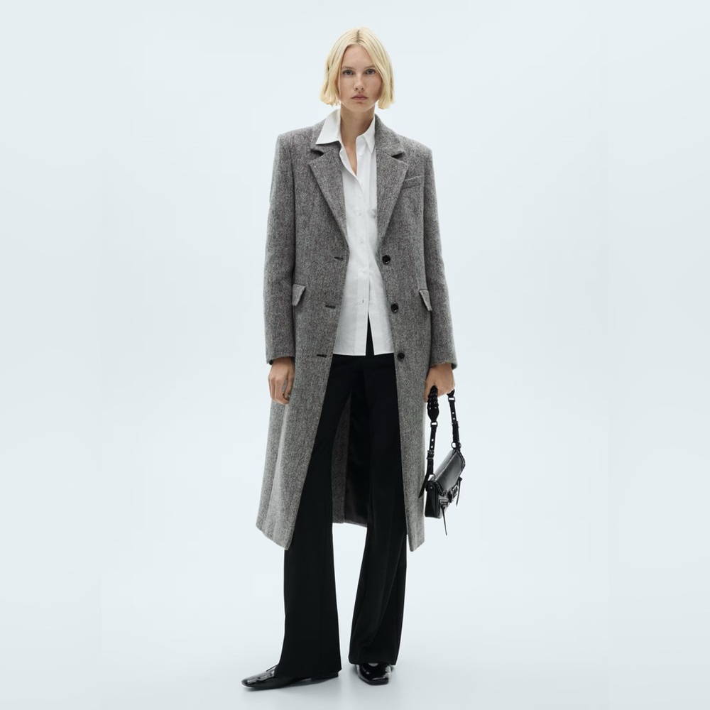MANGO wool blend long stylish women’s coat